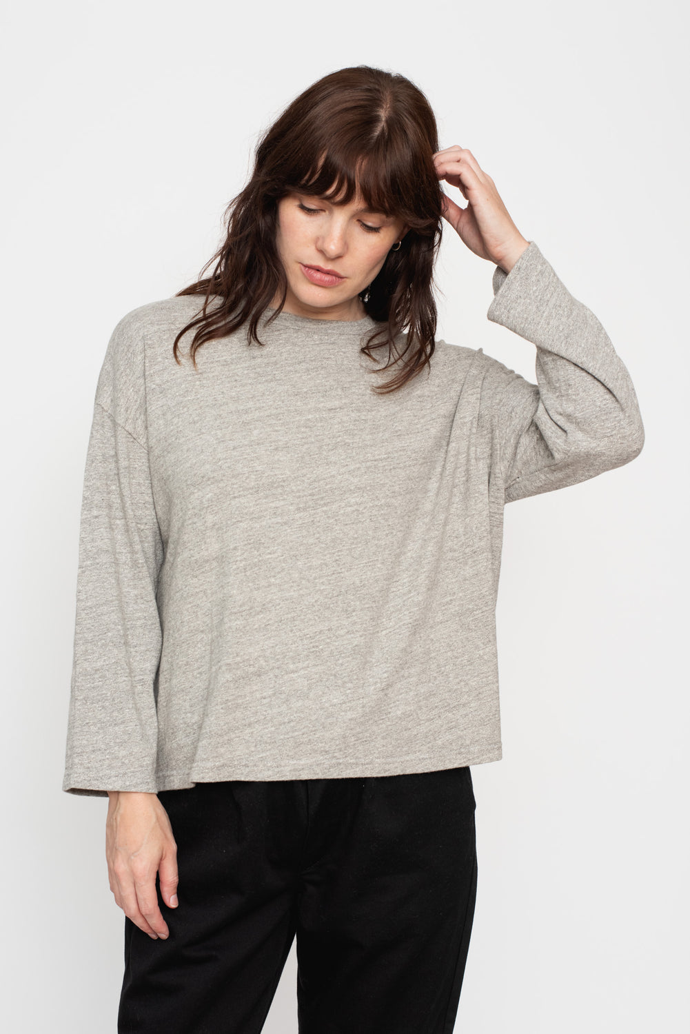 Cotton Long Sleeve T Shirt Grey
