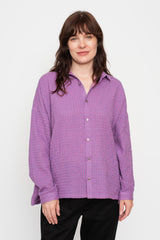 Wool Blend Gingham Shirt Pink x Blue