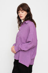 Wool Blend Gingham Shirt Pink x Blue