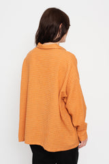 Wool Blend Gingham Shirt Orange x Mocha
