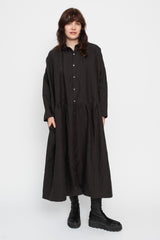 Linen Shirt Dress Black