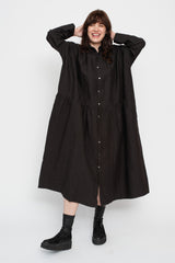 Linen Shirt Dress Black