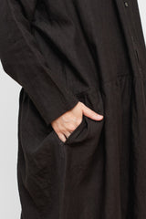 Linen Shirt Dress Black