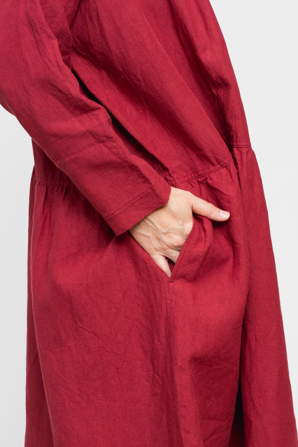 Linen Shirt Dress Red