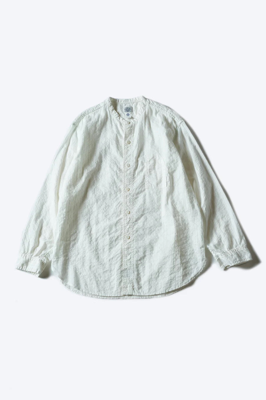 Band Collar Shirt, White