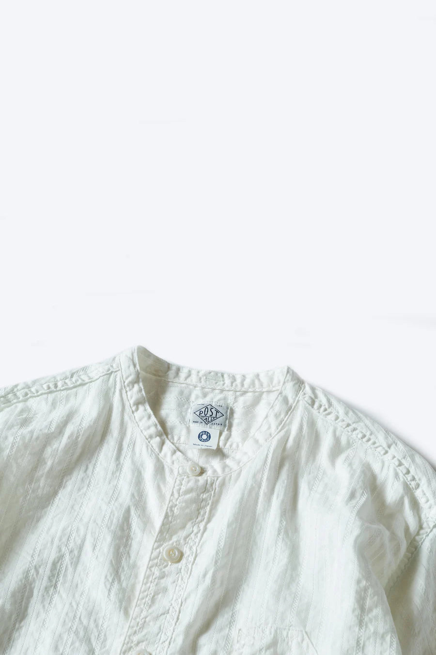 Band Collar Shirt, White