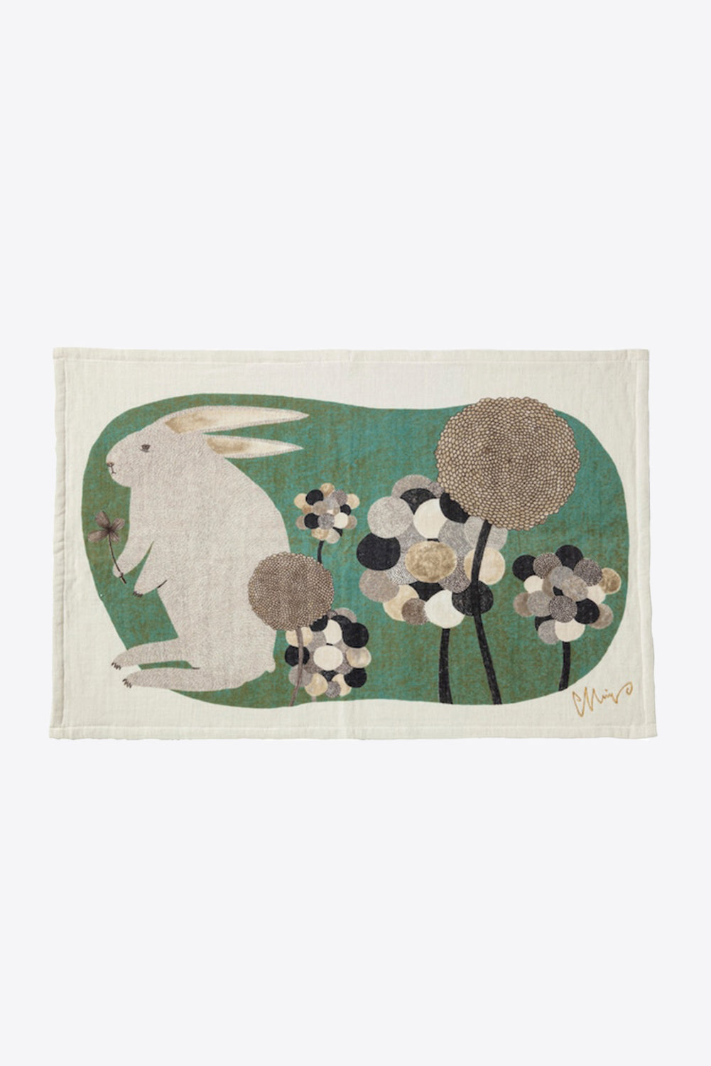 Imabari Cotton Tea Towel, In the Grass (White Rabbit)