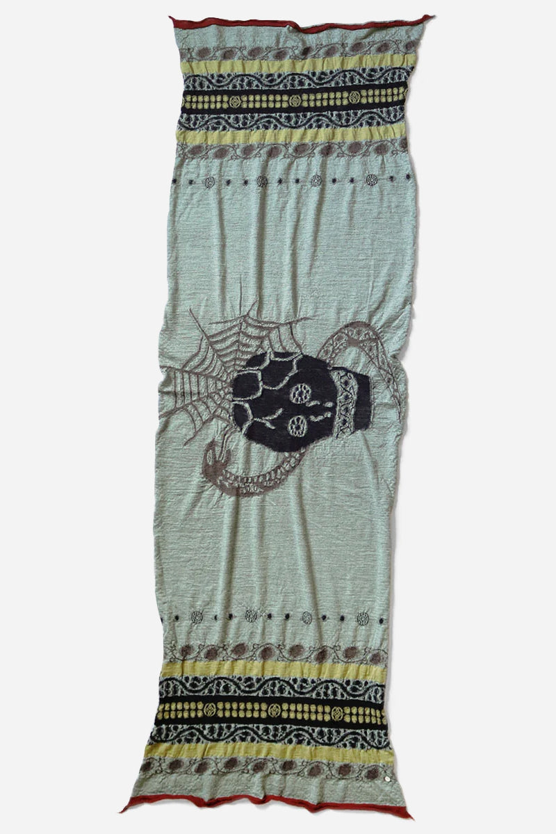 Fulling Wool Scarf COPTIC SKULL Green