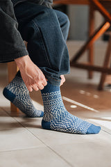 Wool Jacquard Socks, The Seagulls Blue