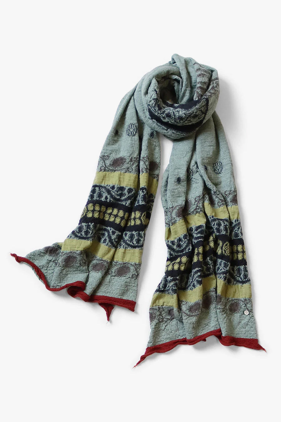 Fulling Wool Scarf COPTIC SKULL Green