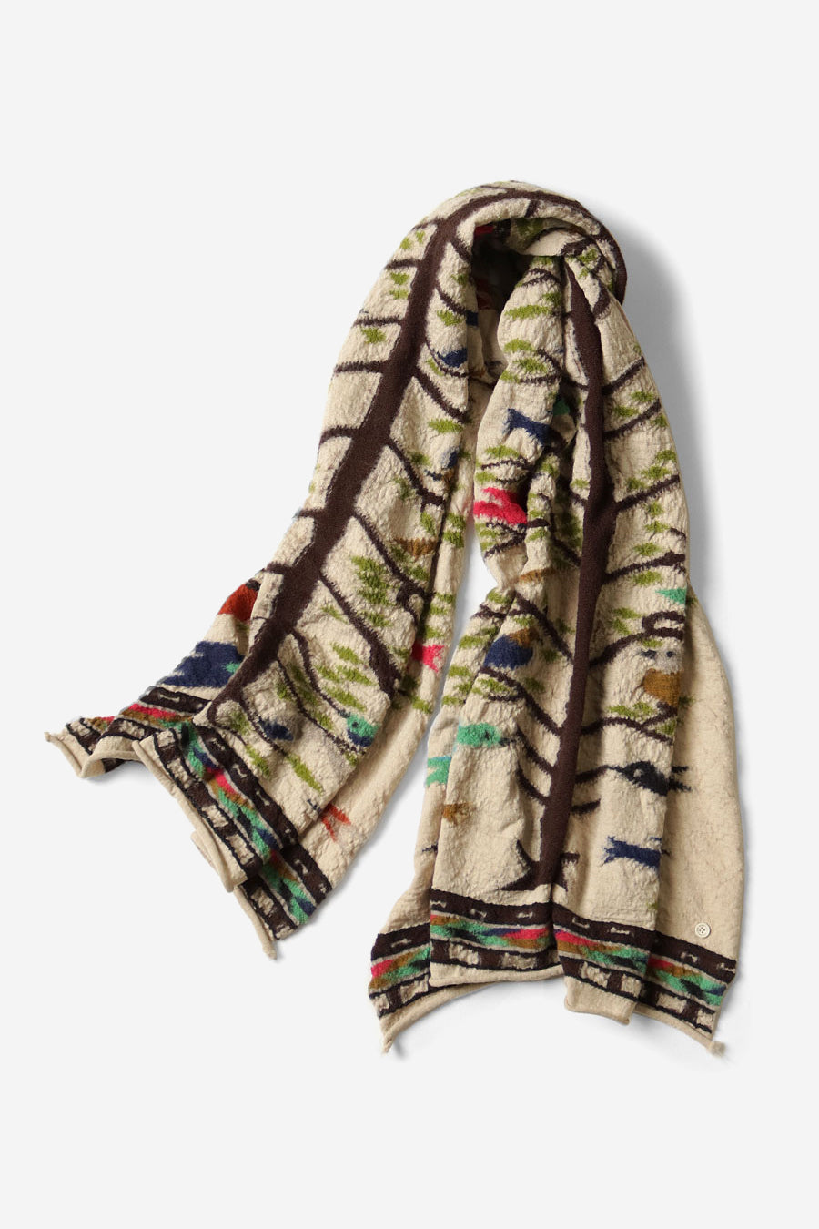 Fulling Wool Scarf BIRD TREE