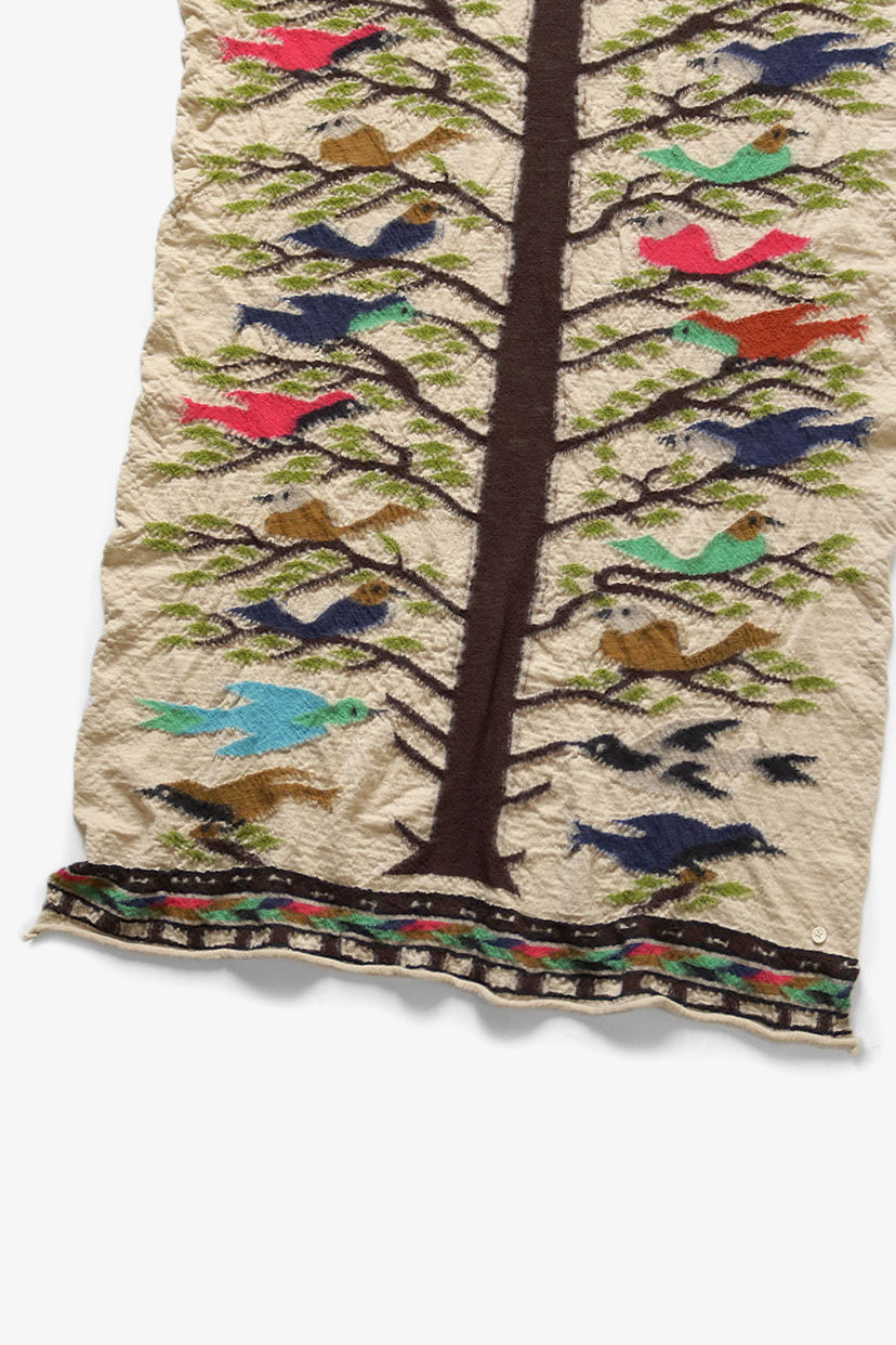 Fulling Wool Scarf BIRD TREE