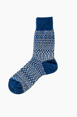 Wool Jacquard Socks, The Seagulls Blue