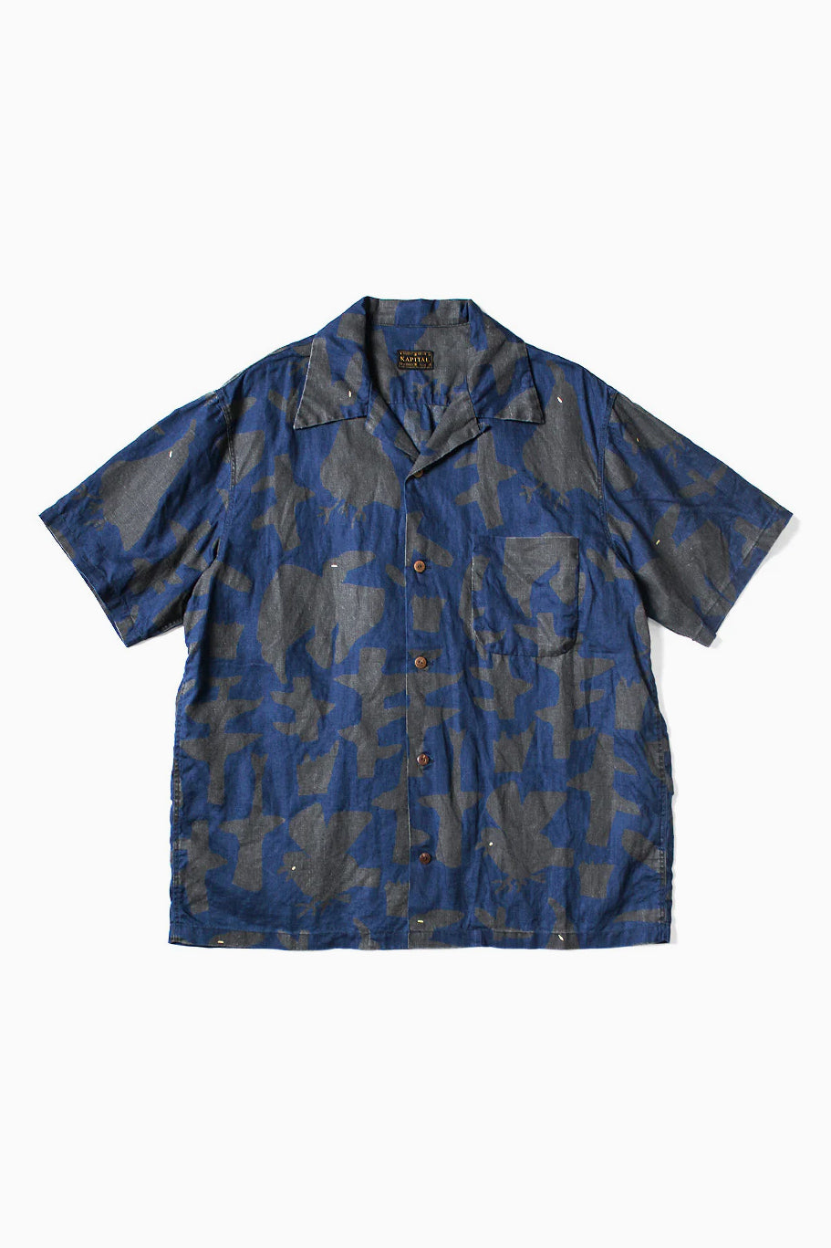 French Cloth Linen GUIDING LIGHT RAVEN-dye Aloha Shirt, IDG