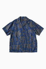 French Cloth Linen GUIDING LIGHT RAVEN-dye Aloha Shirt, IDG