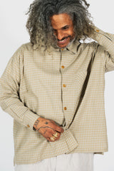 Dobby Check Oversized Shirt Beige, Unisex