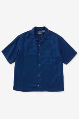 Woven Indigo Rayon Short Sleeve Shirt