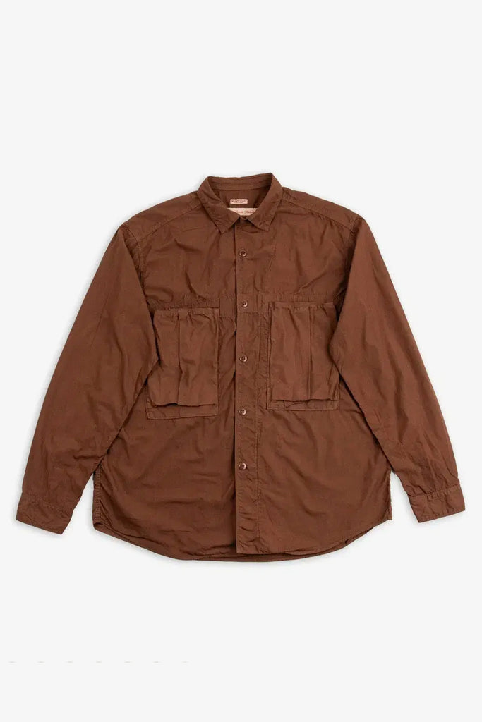 Broad Cloth Anorak Shirt Brown