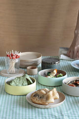 Border 3-Tier Containers, Natural, Mint and Yellow