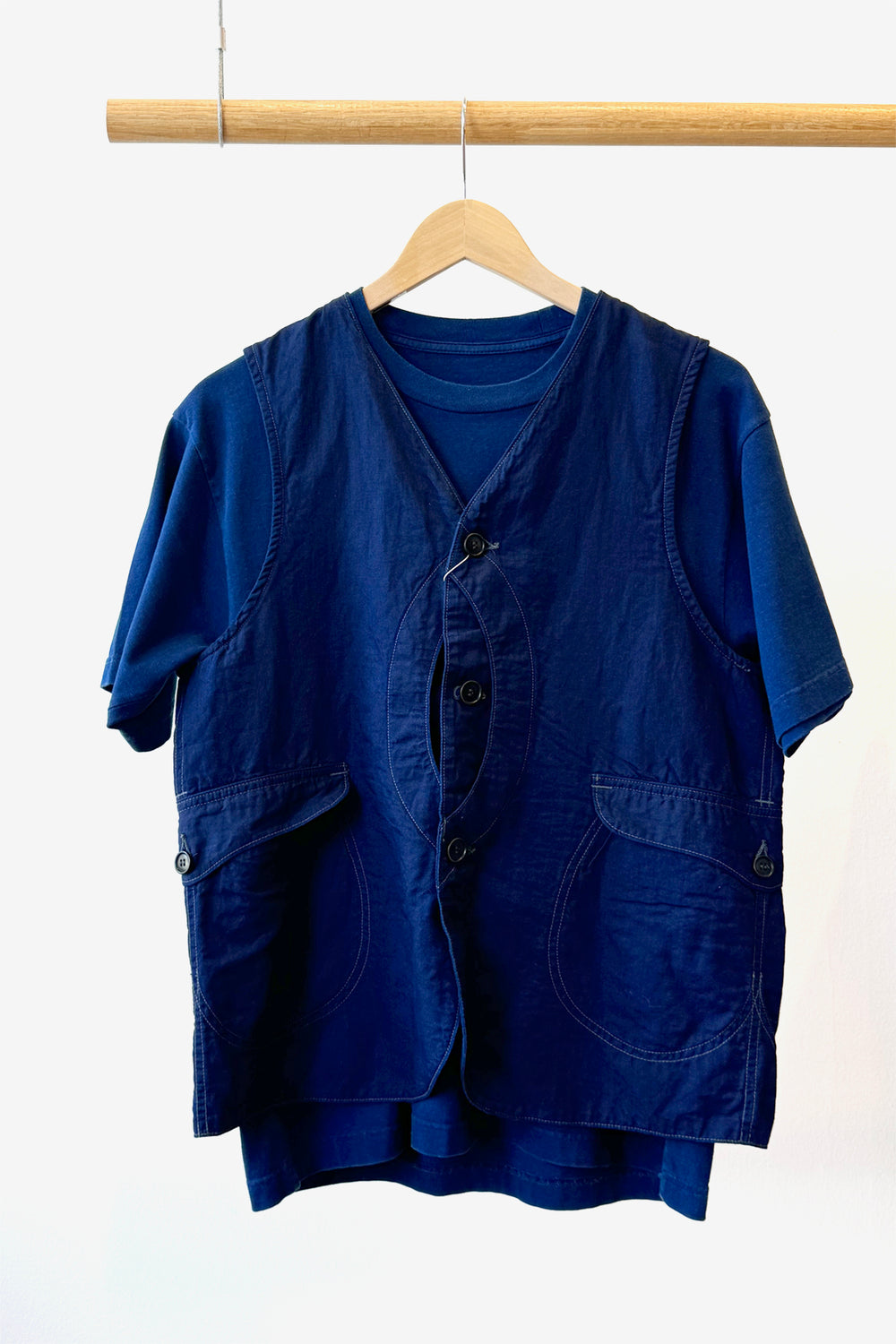 Royal Traveler Vest, Cotton and Linen Denim Indigo Wash