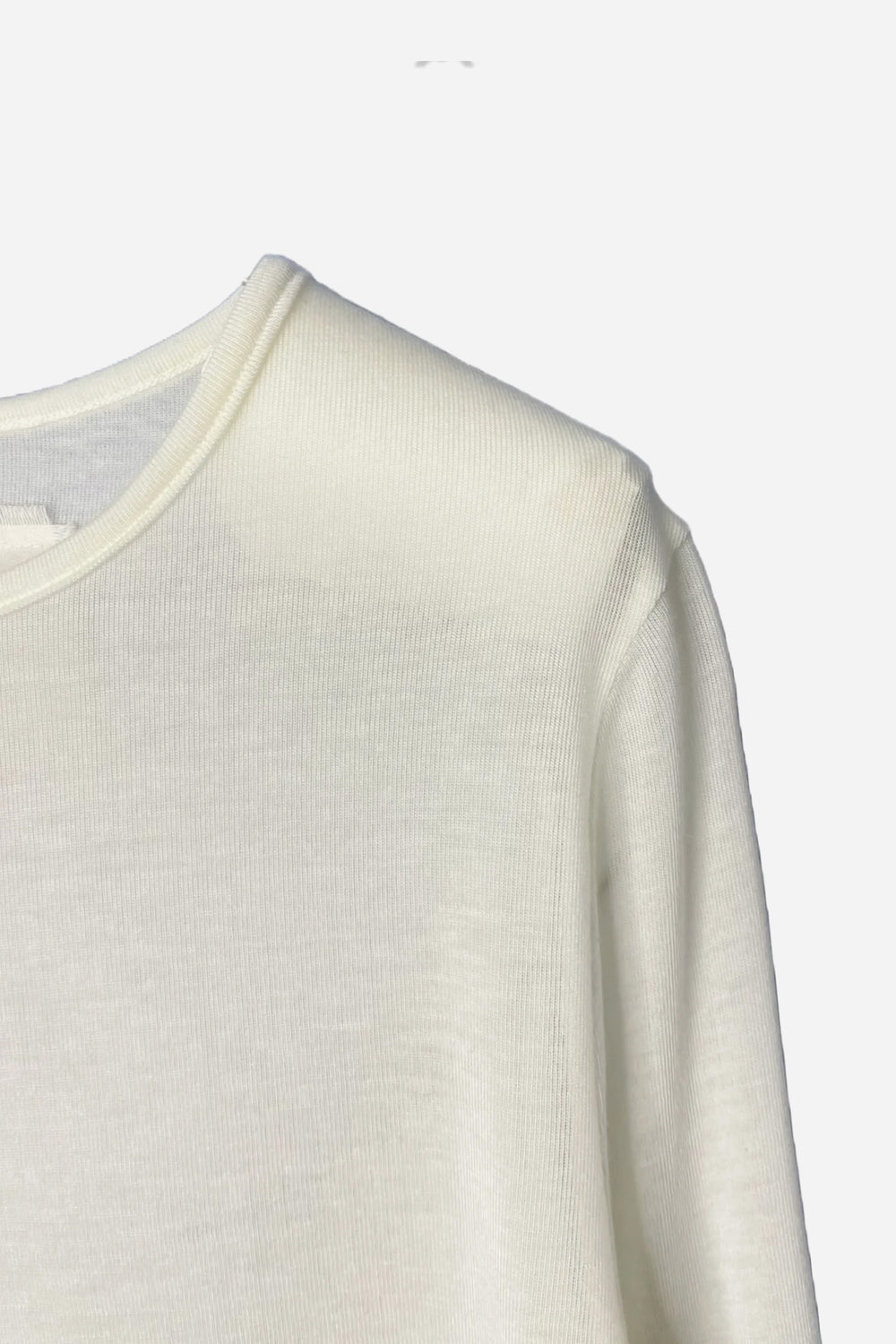 Silk and Cashmere Jersey L/S Crew Neck White