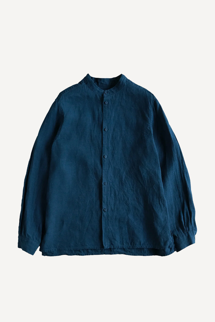 Washi and Hemp L/S Shirt, Natural Indigo and Walnut