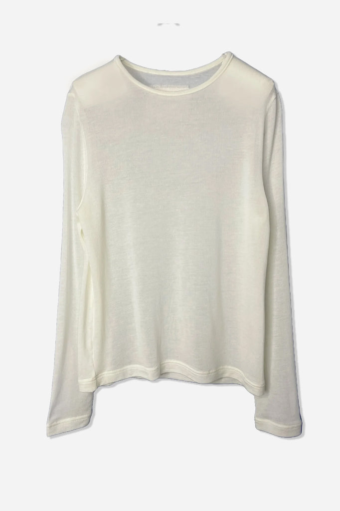 Silk and Cashmere Jersey L/S Crew Neck White
