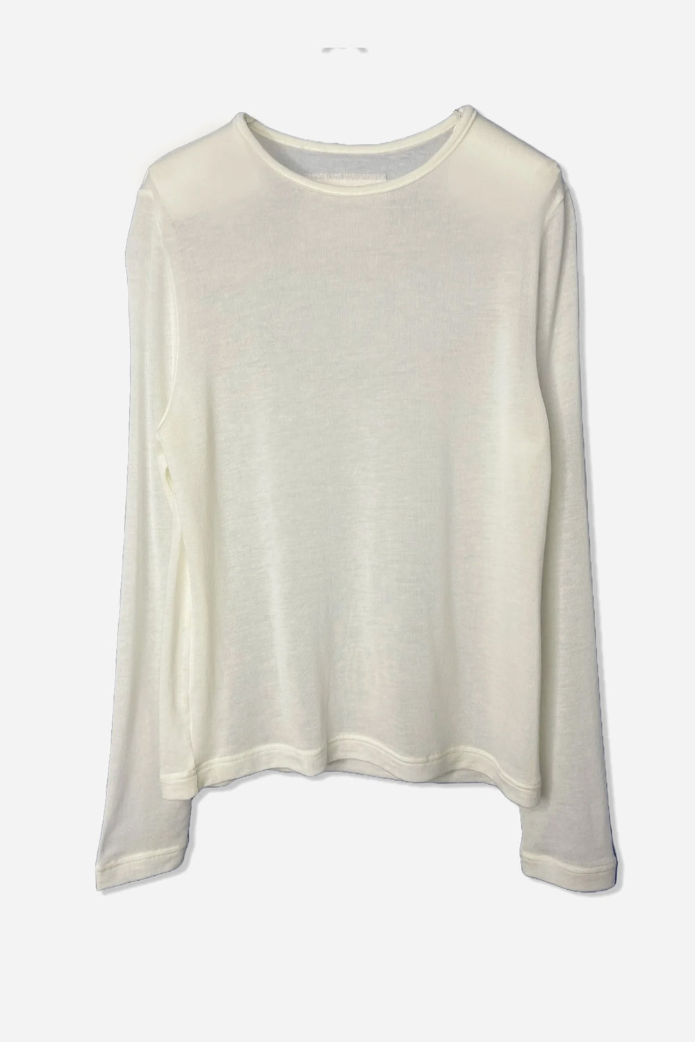 Silk and Cashmere Jersey L/S Crew Neck White