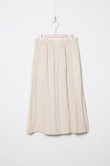 Hemp Canvas Gathered Flared Skirt Ecru