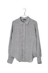 Long Sleeve Linen Shirt Grey Blue