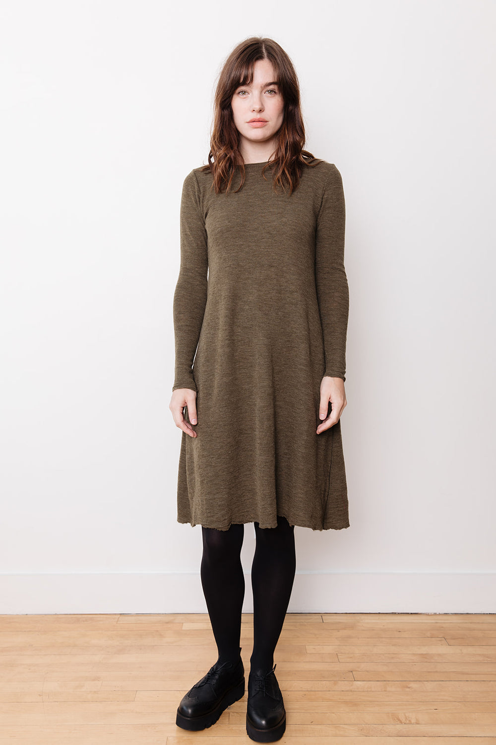 Wool A-Line Dress, Capers
