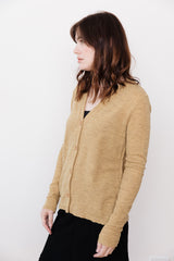 Wool V-Neck Cardigan, Mustard