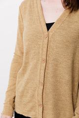 Wool V-Neck Cardigan, Mustard