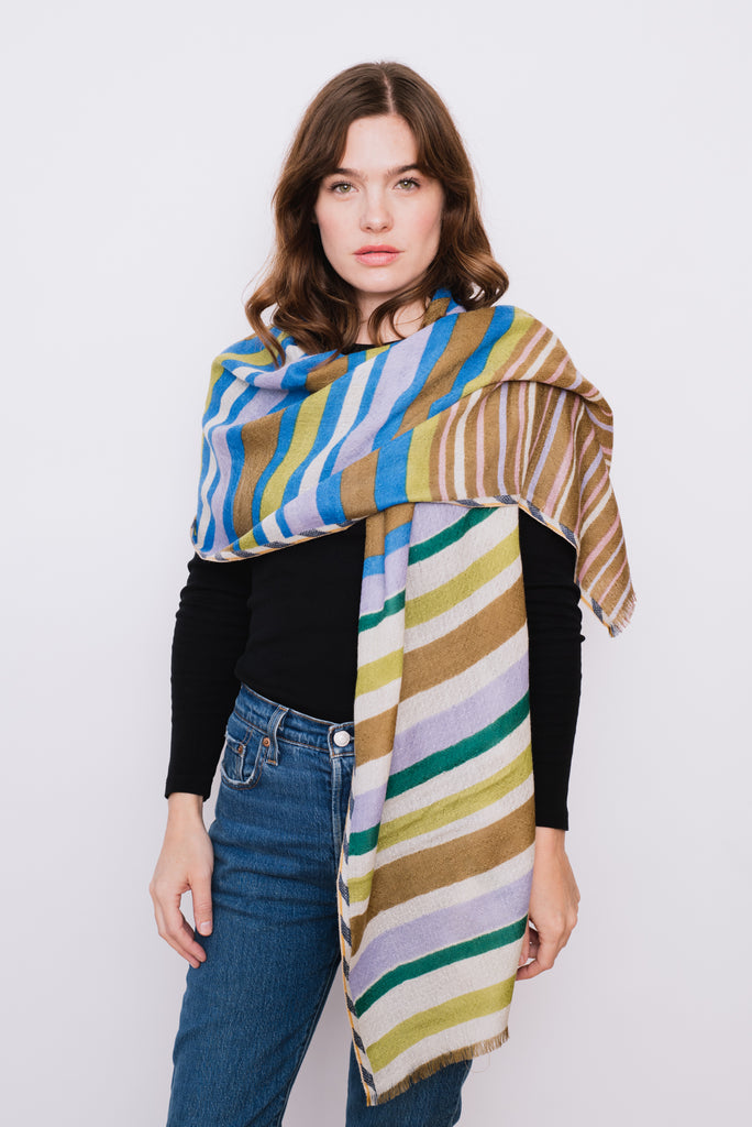 Wool Shawl Stripes Dune