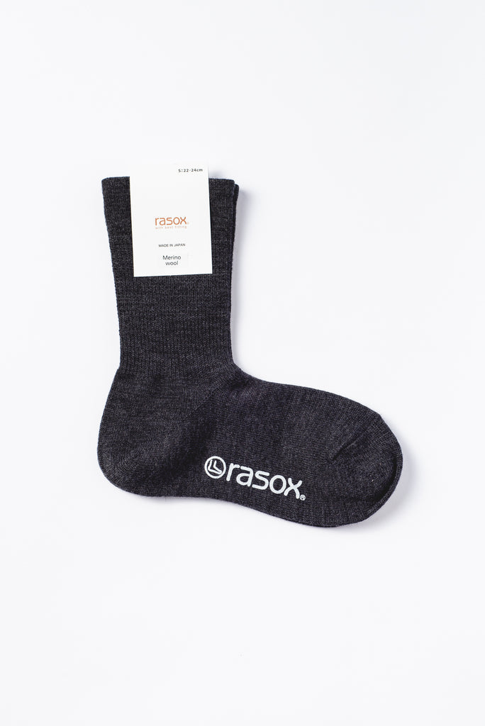 Basic Merino Wool Crew Socks, Charcoal