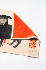 Imabari Cotton Tea Towel, Black and Red Dog