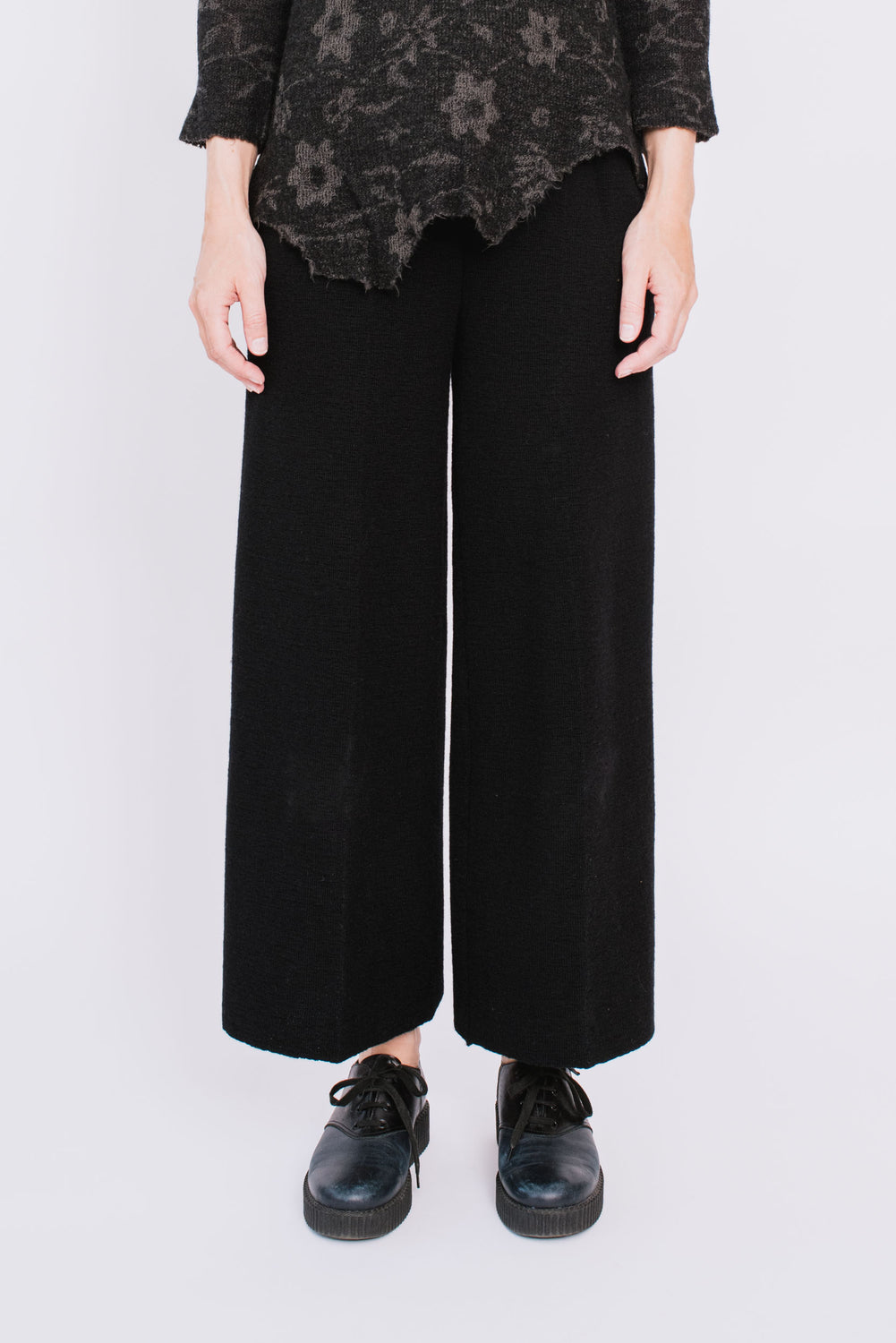 Knit Wool Pants, Black
