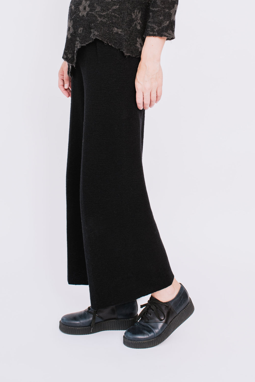 Knit Wool Pants, Black