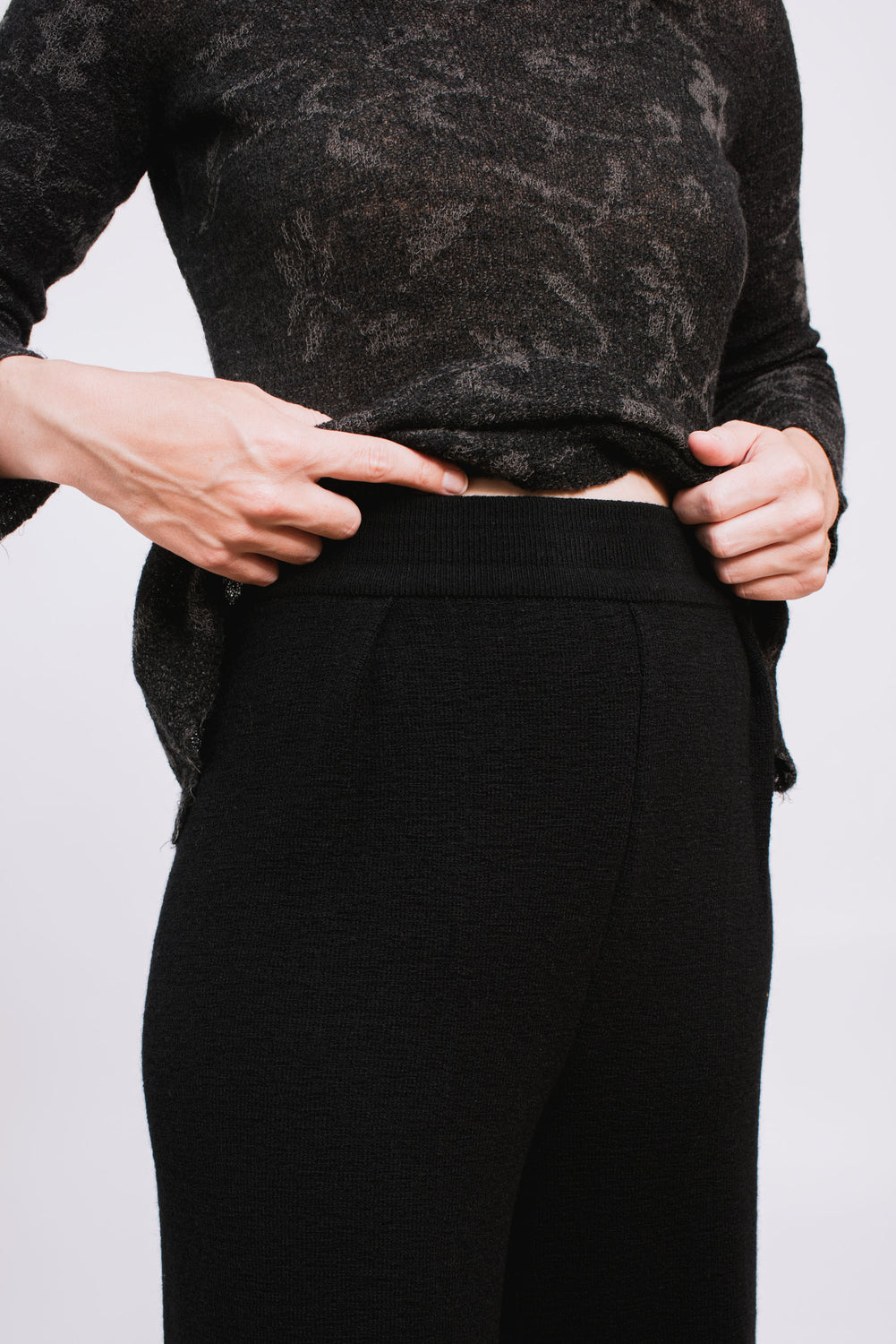Knit Wool Pants, Black