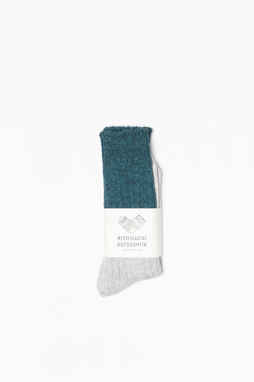 Wool & Cotton Slab Socks, Green