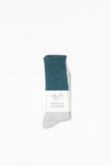 Wool & Cotton Slab Socks, Green