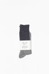 Wool & Cotton Slab Socks, Charcoal
