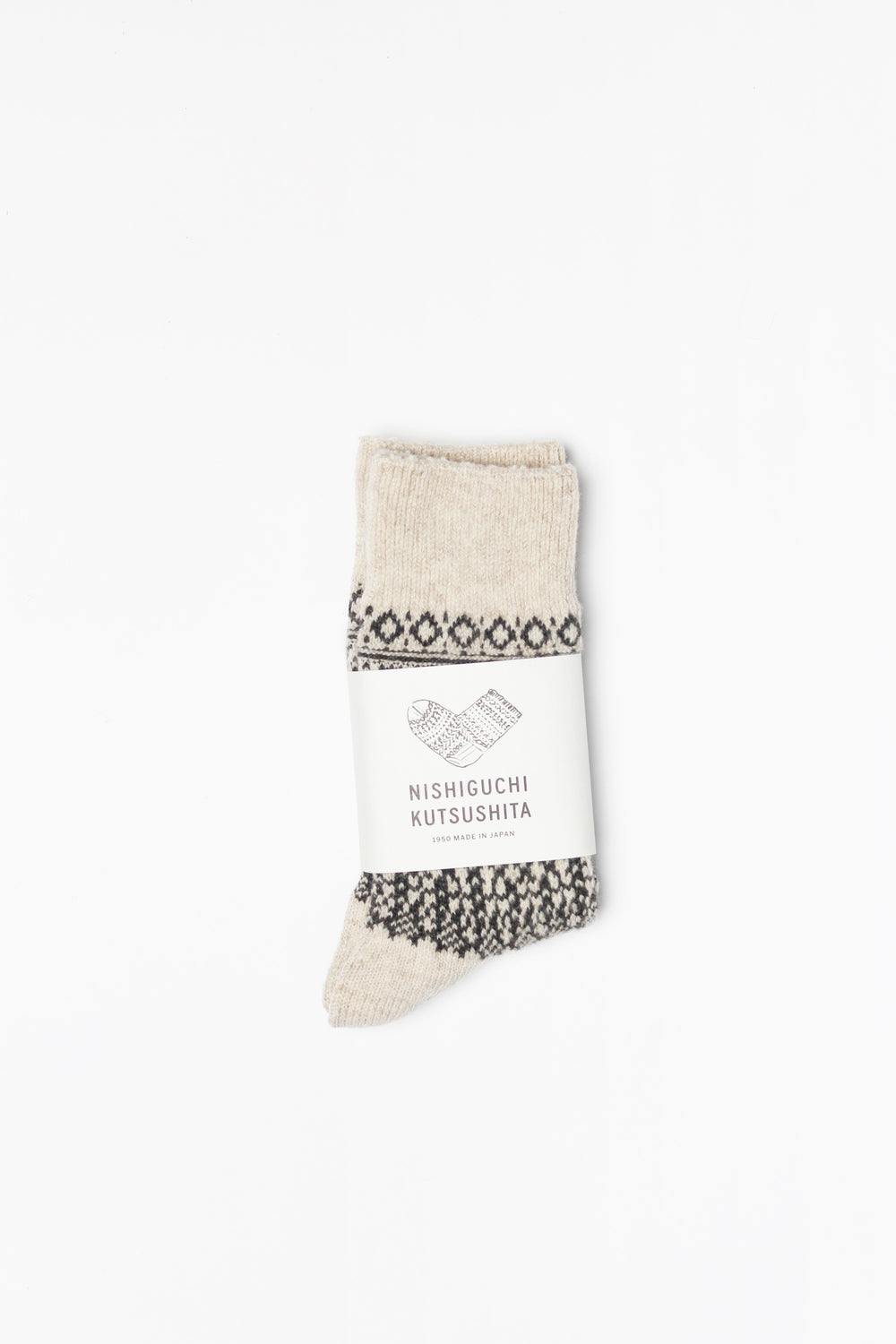 Wool Jacquard Socks, Oatmeal