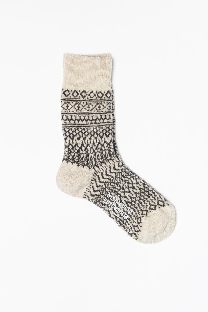 Wool Jacquard Socks, Oatmeal