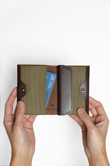 Pressed Cotton Card & Coin Wallet, Olive Green