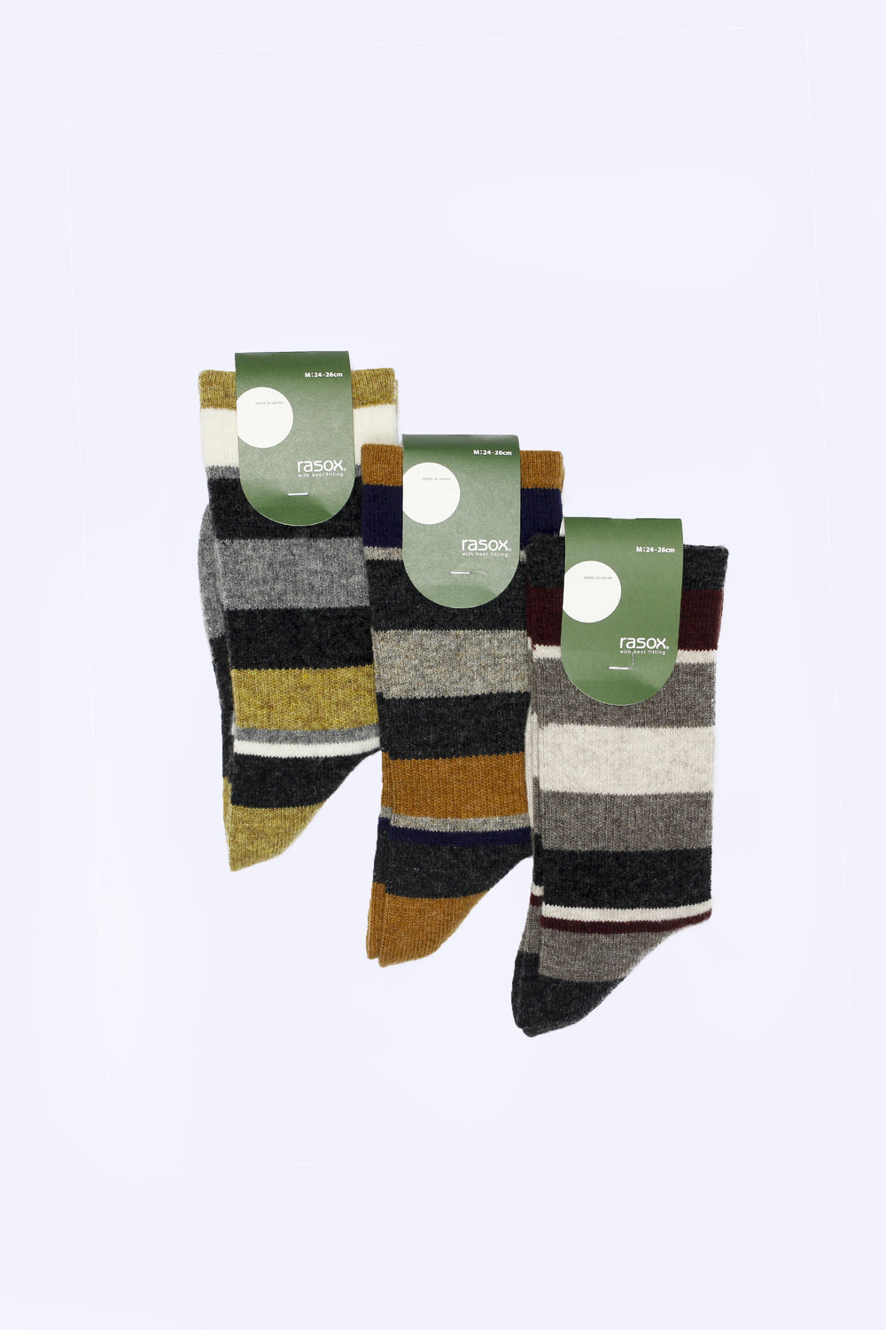 Striped Wool Blend Socks, Tan