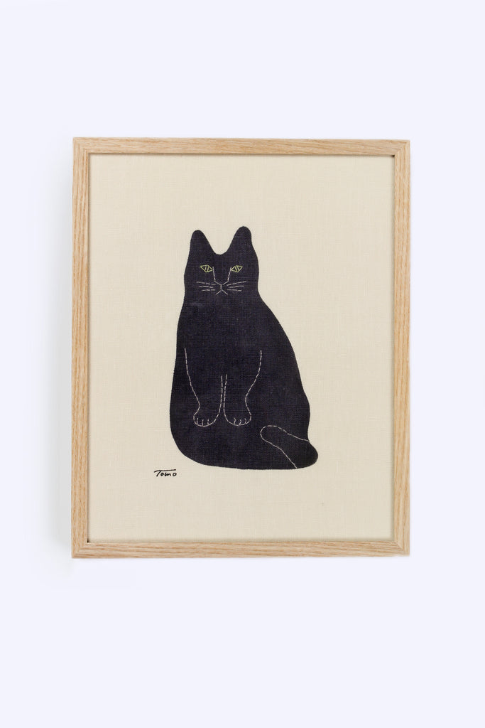 Framed Fabric Black Cat