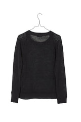 Linen Knit Raglan Sweater Black