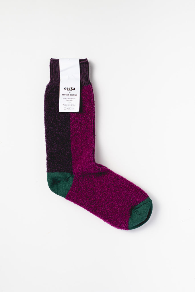 Alpaca Boucle Multi Color Socks, Purple