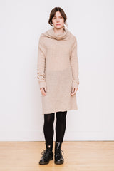 Long Ribbed Wool Polo Sweater , Nature